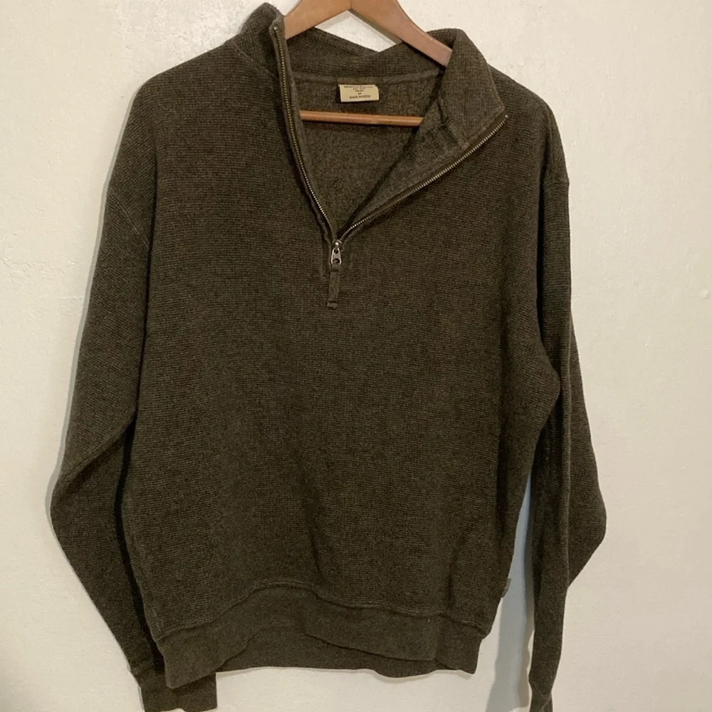 Woolrich heavy waffleknit zippered Henley men’s M 100% cotton